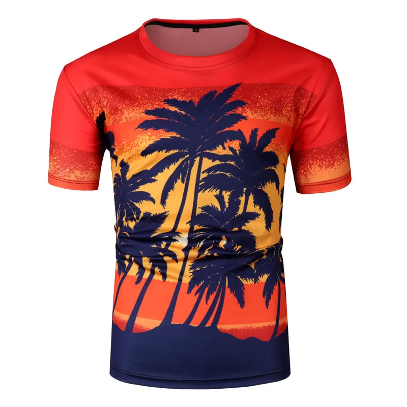 

3D Coconut Tree Print Hawaiian T Shirt Men Women 2019 Summer Short Sleeve Beach Tshirt Men Hip Hop Casual Top Tee Shirt Homme