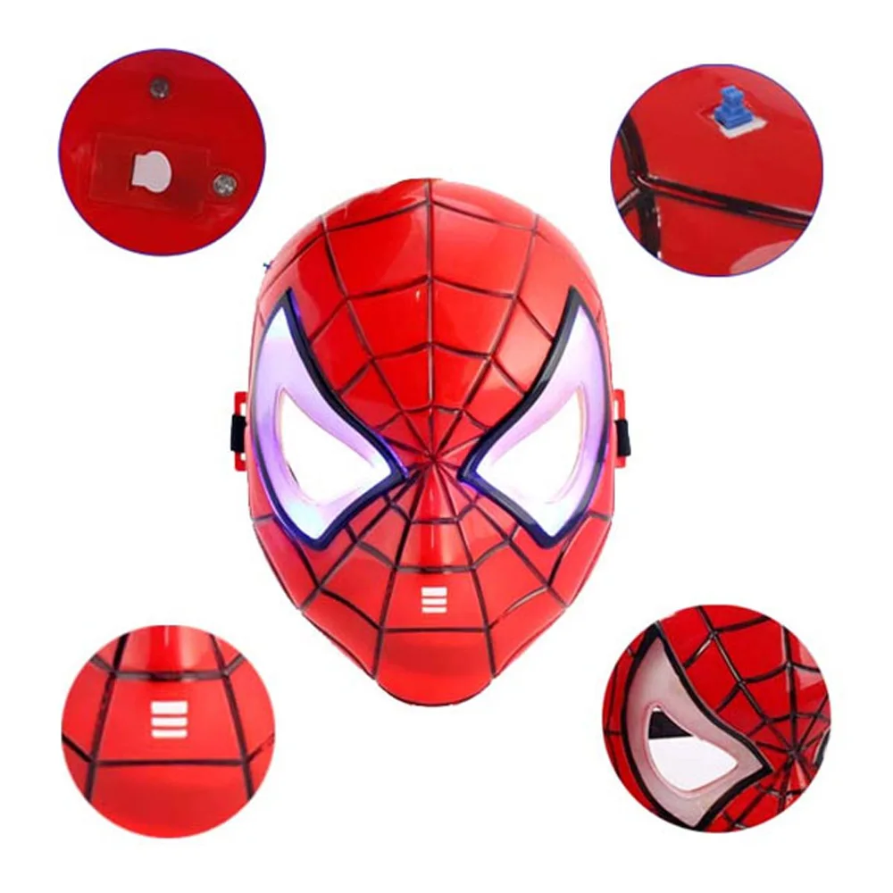 

Children's Cartoon Mask Spider-man Toy Glow with Lamp Spiderman Mask LED Glowing Superhero Halloween Light Spider-man Mask