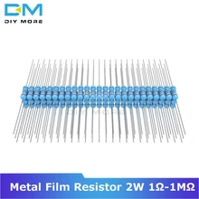 100 Uds resistencia de película de Metal 2W 1R-1M Ohm resistencia 1K 2,2 K 4,7 K 5,1 K 6,8 K 10K 15K 22K 47K 1% + 1% -1% Diy electrónica resistencia