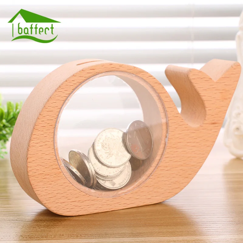 Money Box Piggy Bank Wooden Animal Coin Bank Cartoon Modern Money