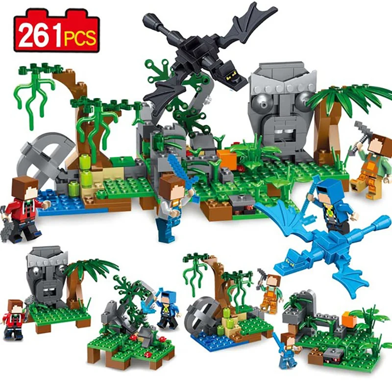

261pcs 4in1 my World Series village minecrafted Model Building Blocks Compatible With City brick toys for children gift