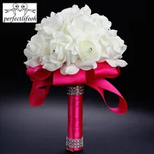 Perfectlifeoh подружки невесты свадебные украшения Foamflowers Свадебный букет из роз белый атлас романтический свадебный букет цветы невесты