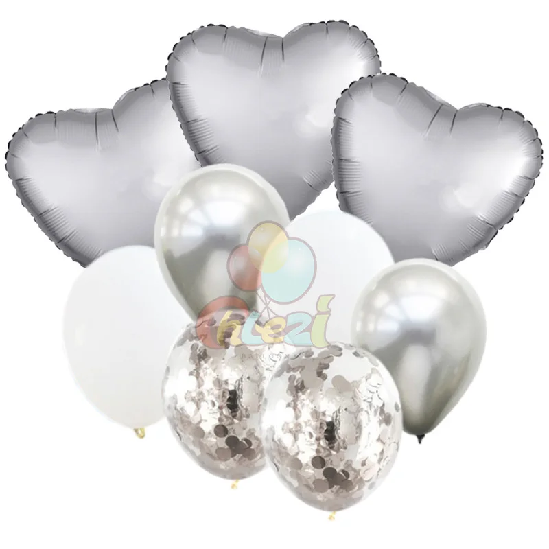 9 шт. 18 дюймов металлическое сердце конфетти для воздушного шара латексные шары на день рождения вечерние принадлежности Свадебный декор юбилей globos подарки для девочек - Цвет: Heart 10