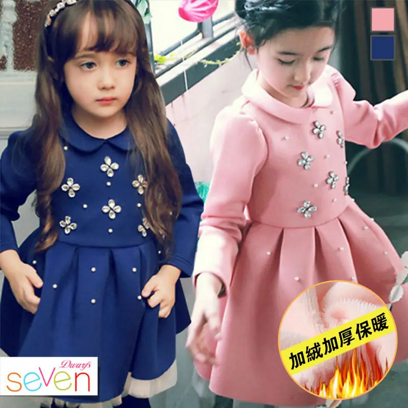 

Girls dresses winter thick for 2 3 4 5 6 7 8 9 10 years children's clothing casual kids costume England style doll coll dress