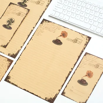 

9pcs/Set 3 kraft envelopes + 6 writting paper Retro Elements Series Envelope For Gift Korean Stationery