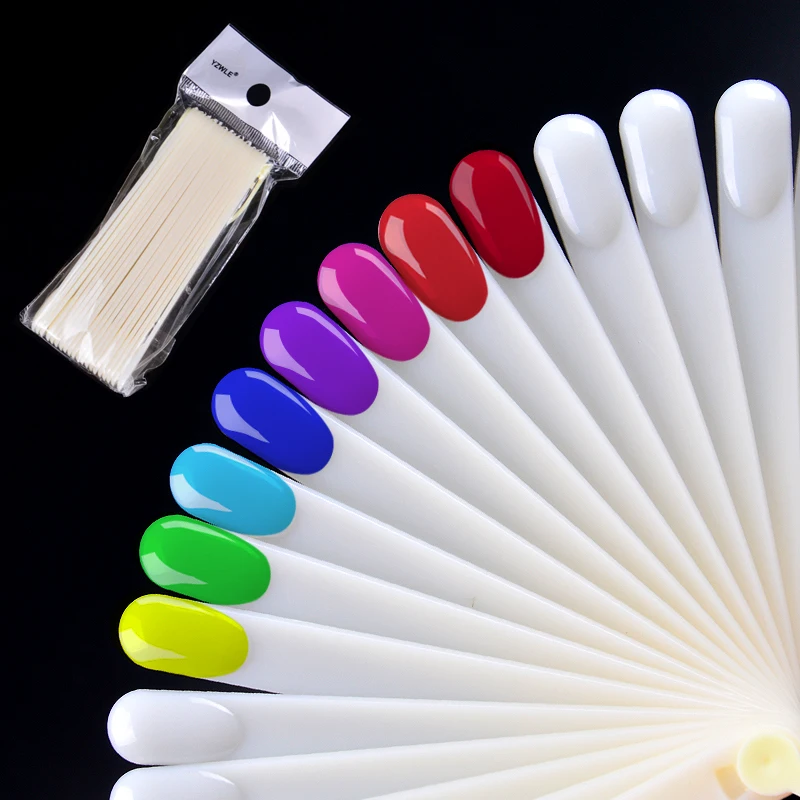 

20Pcs Nail Polish UV Gel Color Palette Card Display Shelf Practice Training Fan Shaped Showing Sticks Manicure Tool
