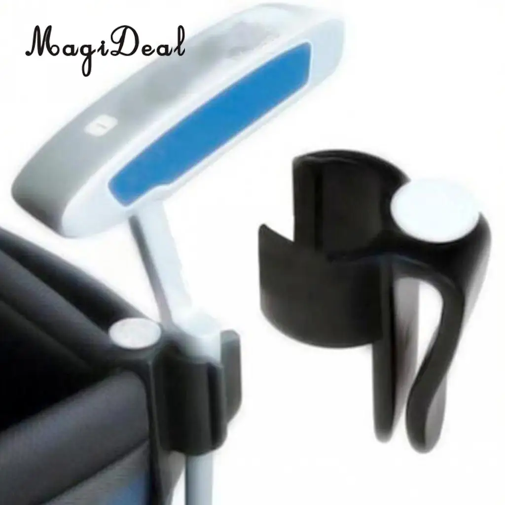 MagiDeal Hot 2Pcs Marker Black Golf Putter Clamp Golf Bag Clip On Putter Holder Putting Organizer Club Ball Golf Training Aids