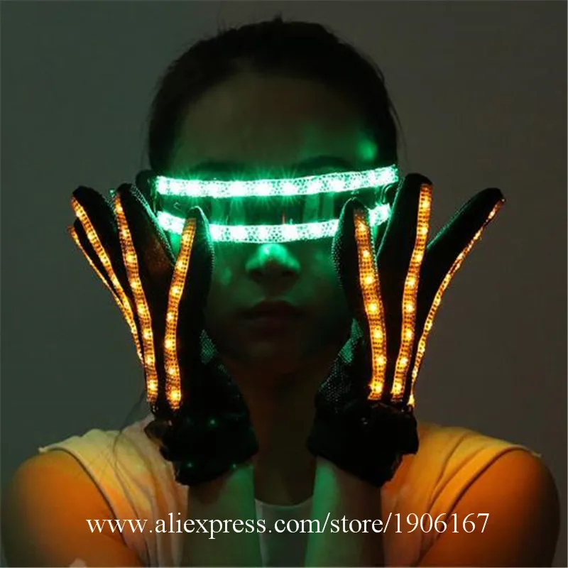 LED Gloves Luminous Flower Finger Light Gloves Party Supplies Dancing Club Props Stage Costumes LED Gloves Glasses08