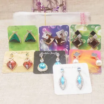 

Zerong flower/dreamcatcher design jewelry earring tag cards 5*5cm colorful print earring package cards 100pcs+100oppbag per lot