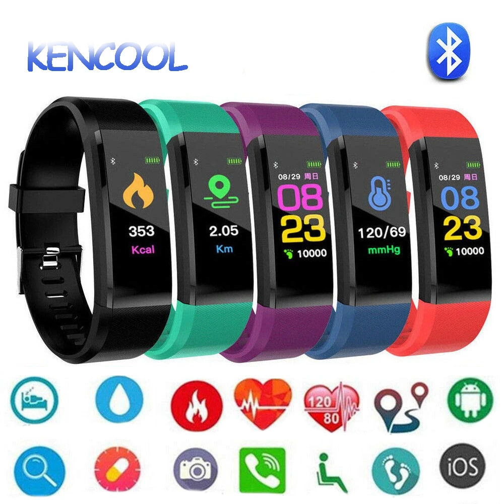 

Fitness Tracker, Kencool Smart Watch Sports Bracelet with Heart Rate Monitor Calories Information Reminder Waterproof Wristband