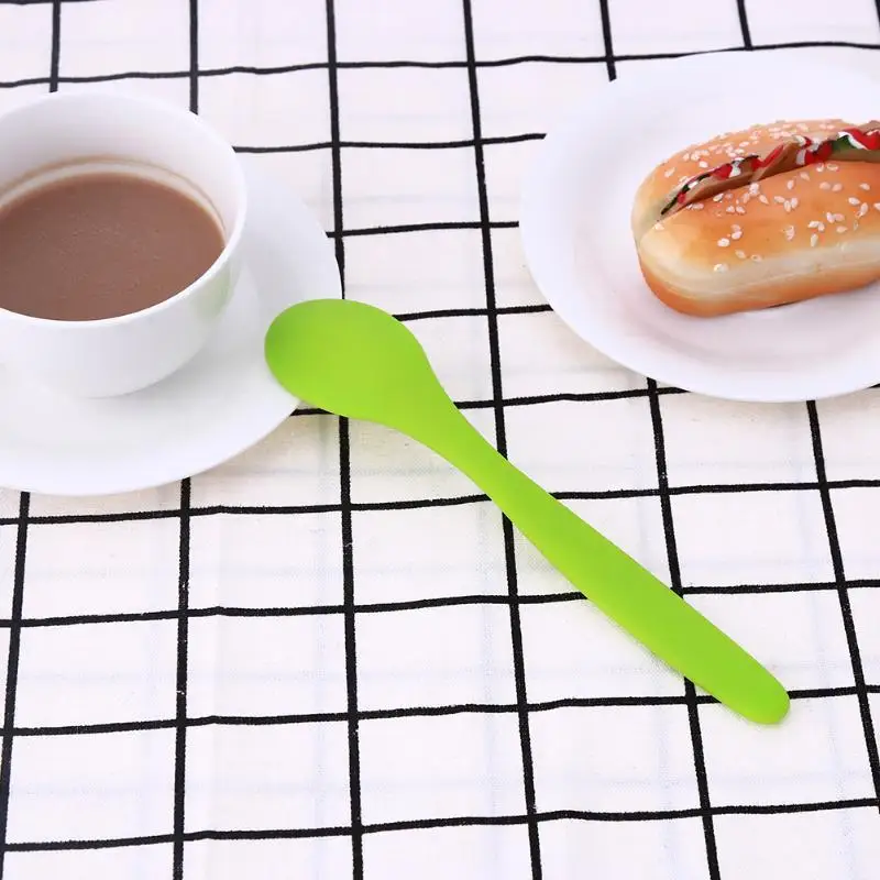

Home Use Kitchen Mini Food grade Silicone Spoon Heat Resistant Kids Soup Green Tableware Kitchenware Cooking Tools Utensil
