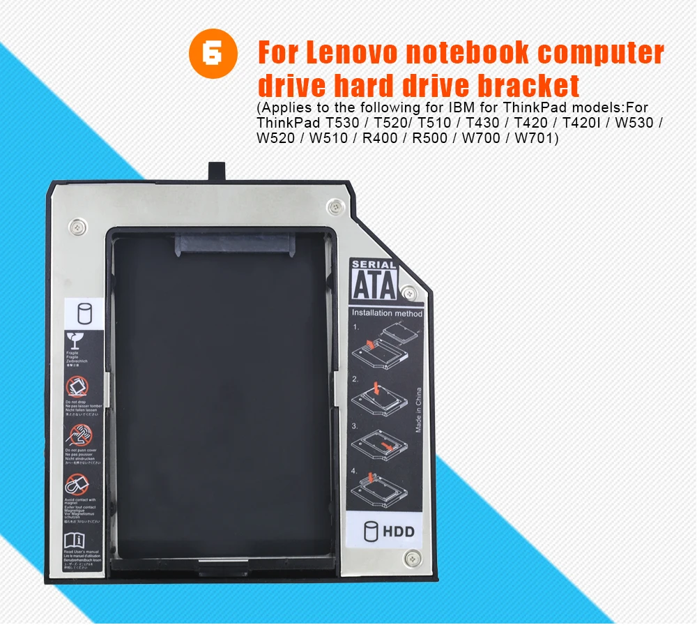 Для lenovo ThinkPad T510 T520 T530 T420 T430 Optibay алюминиевый 2nd HDD Caddy 12.7mD DVD HDD чехол Enclosurem SATA 3,0 адаптер C