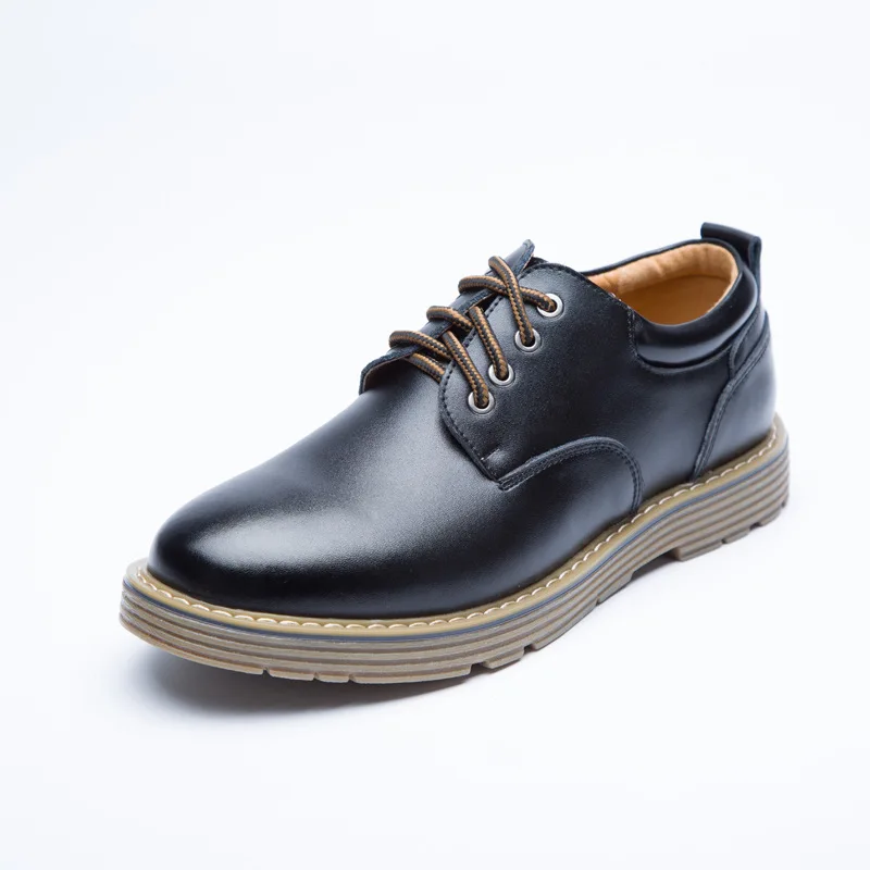 

Fashion Leisure Men Motorcycle Boots Ankle Round Toe Low Lace up Martin Boots Solid Sewing Casual Outdoor Working Shoes