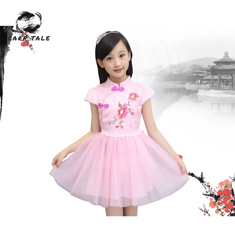

Children's summer dress retro ethnic style dress 2019 girls clothing summer floral short-sleeved cheongsam dress girls clothes