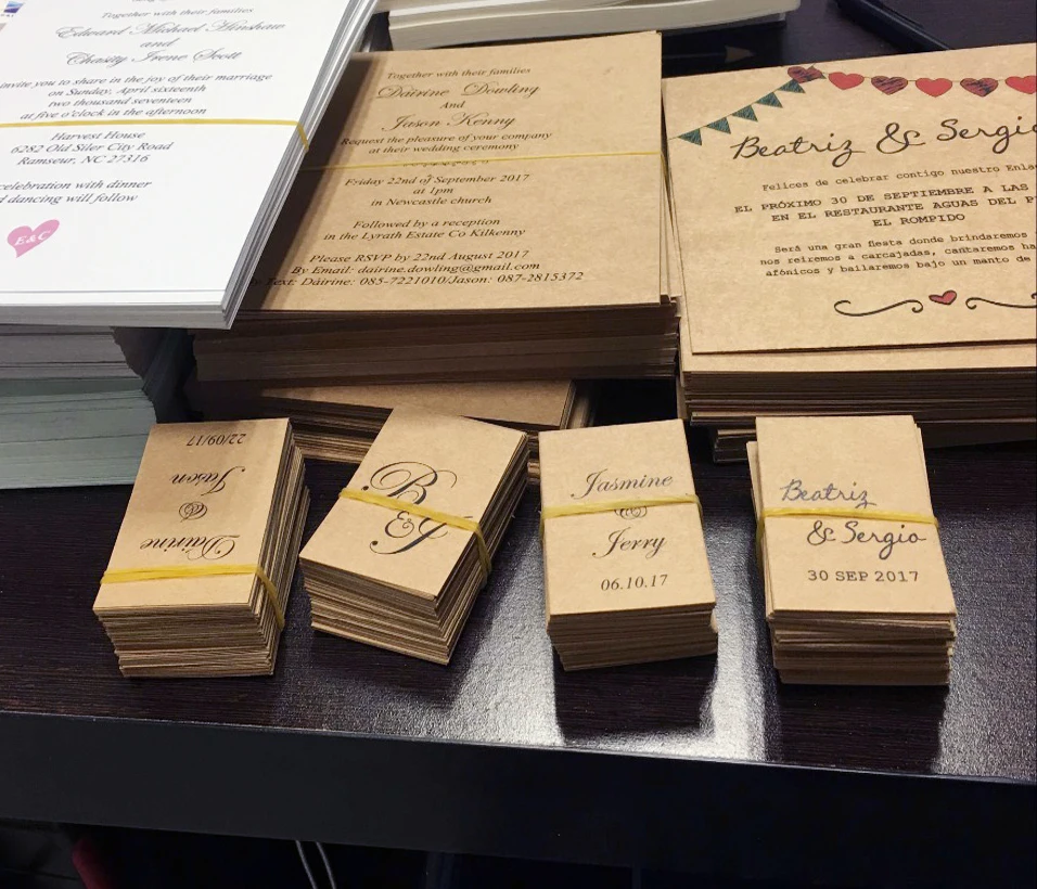  Rustic Wedding Invitations with Monogram Tag Wedding Invitation Cards Print Customized Wording - 32790554377