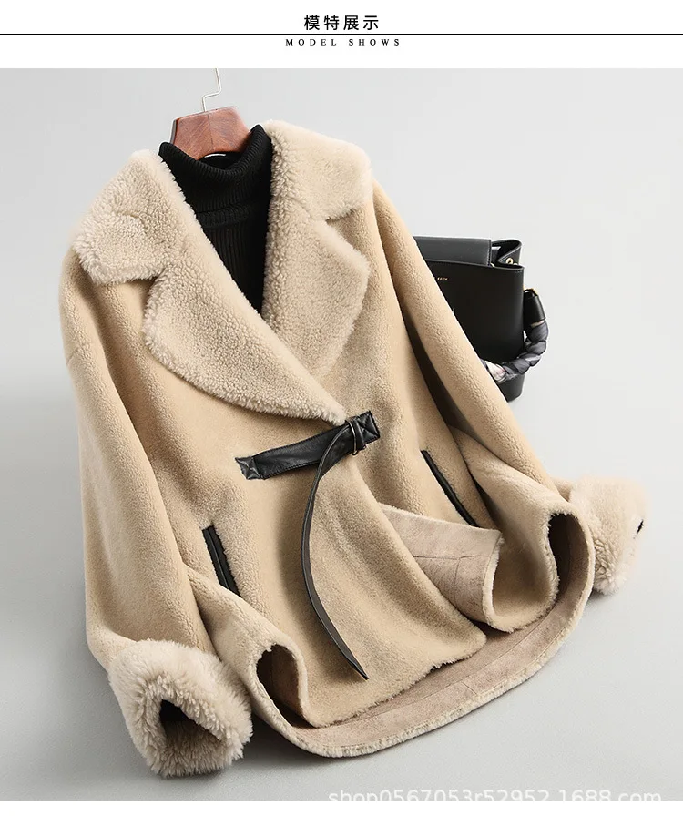 Шерстяная куртка, осенне-зимнее пальто, женская одежда, уличная одежда, пальто с натуральным мехом, Корейская винтажная овечья овчина, Abrigo Mujer ZT3325