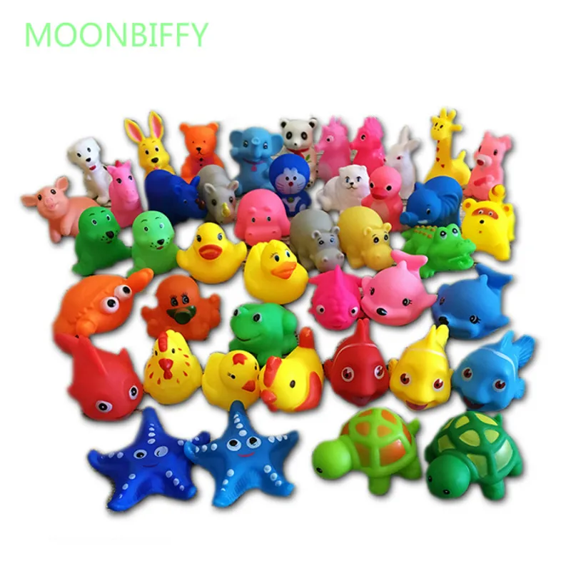 

13Pcs Lovely Mixed Animals Colorful Soft Rubber Float Squeeze Sound Squeaky Bathing Toy For Baby