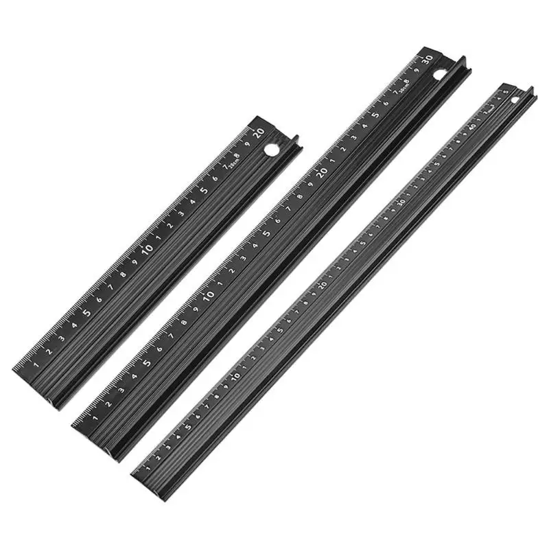 

200/300/450 mm Multi-function Aluminum Alloy Hand Protective Ruler Non-slip Straight Ruler Measure Tools Durable Ruler