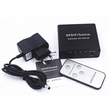 

Digital Toslink SPDIF Optical Audio 3x1 Switch With Remote Control support LPCM2.0/DTS/Dolby-AC3 Audio Converter Switcher