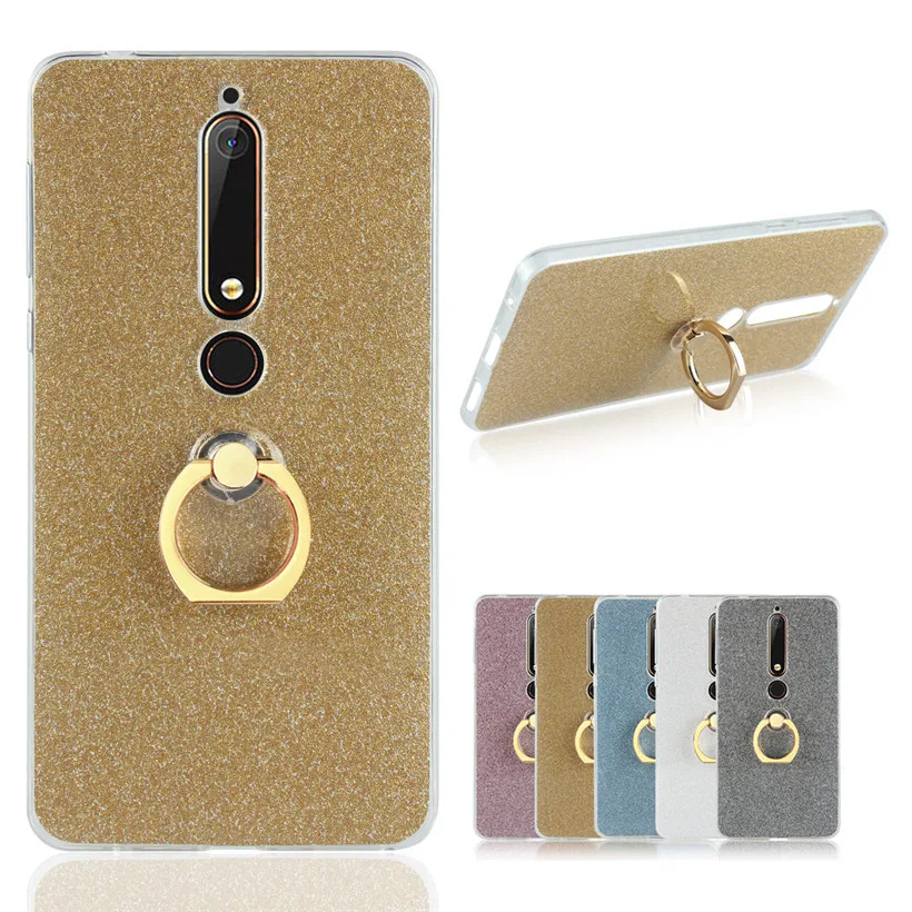 

Bling Finger Ring Case For Nokia 6 2018 X6 X7 6.1 7.1 Plus Case Glitter X6 Silicone Soft TPU Cover For Nokia 7.1 Plus