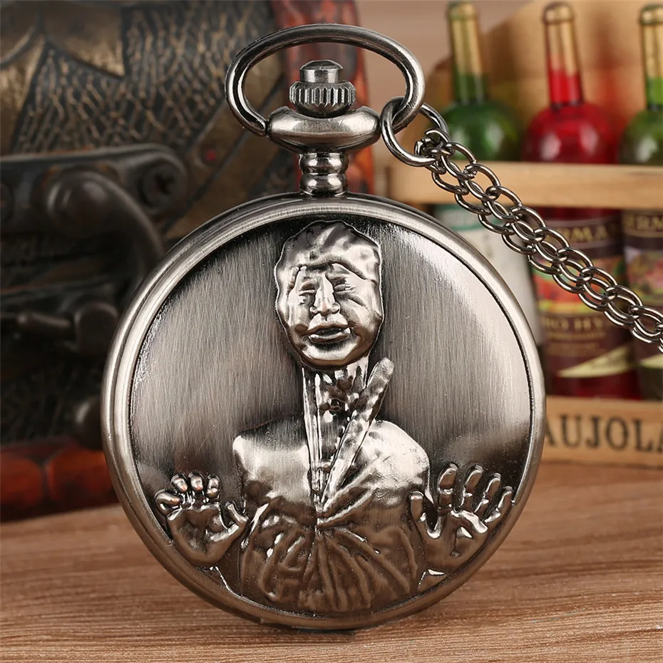 Винтажные карманные часы Zombie display кварцевое ожерелье с подвеской часы мужские и женские бронзовые/Ретро Серый Полный Охотник reloj de bolsillo
