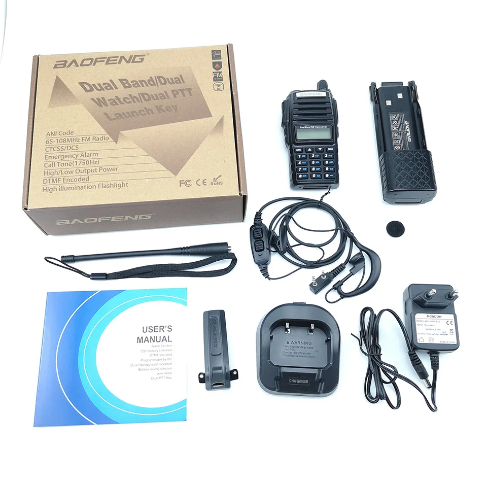 Baofeng UV-82 Plus Walkie Talkie 10 км Dual PTT 3800 мАч двухдиапазонный UV 82 портативный HF радиоприемник приемопередатчика CB радиостанция UV82