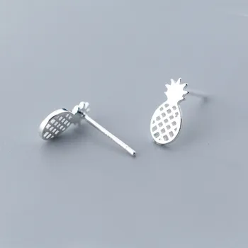 

925 Solid Sterling Silver Pineapple Stud Earrings For Women Girl Gift Pendientes Mujer Engagement Jewelry Brincos eh954