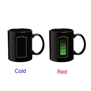 

Creative Battery Magic Mugs,Positive Energy Color Changing Cup Ceramic teacup Discoloration Coffee Tea Milk Mug Novelty Gifts