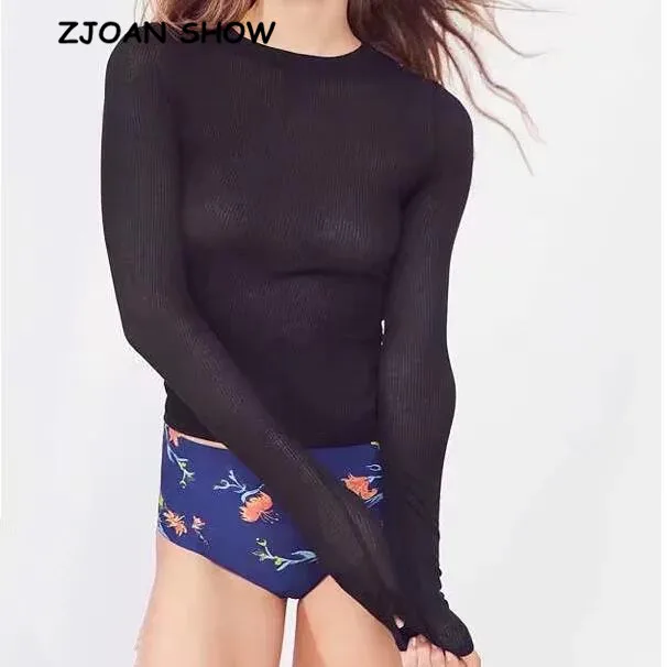 

Vintage Round collar ex-long sleeve T-shirt Chic 2018 New Woman Slim Fit t shirt Basic tee Autumn Casual Tops 7 colors