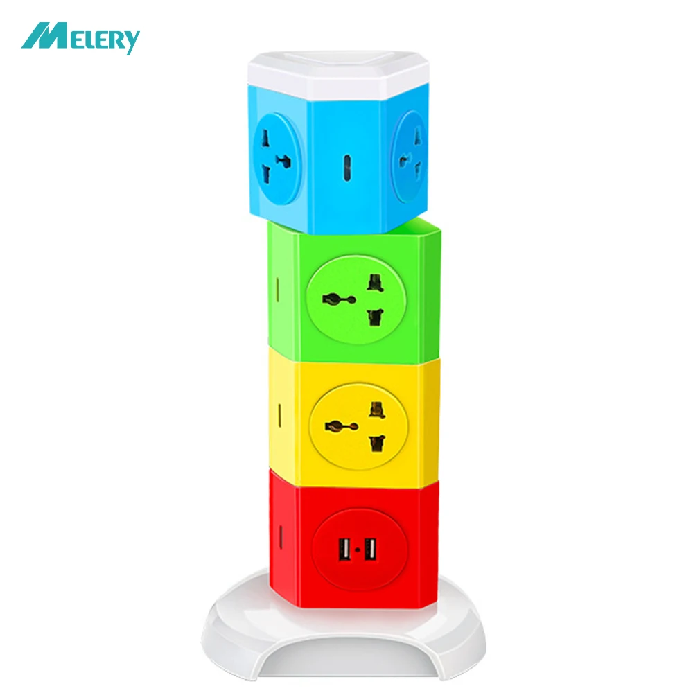 

Vertical Power Strip Universal Socket with USB Charger Plug Overload Leakage Protector Independent Switch 1.8m Extension Cord