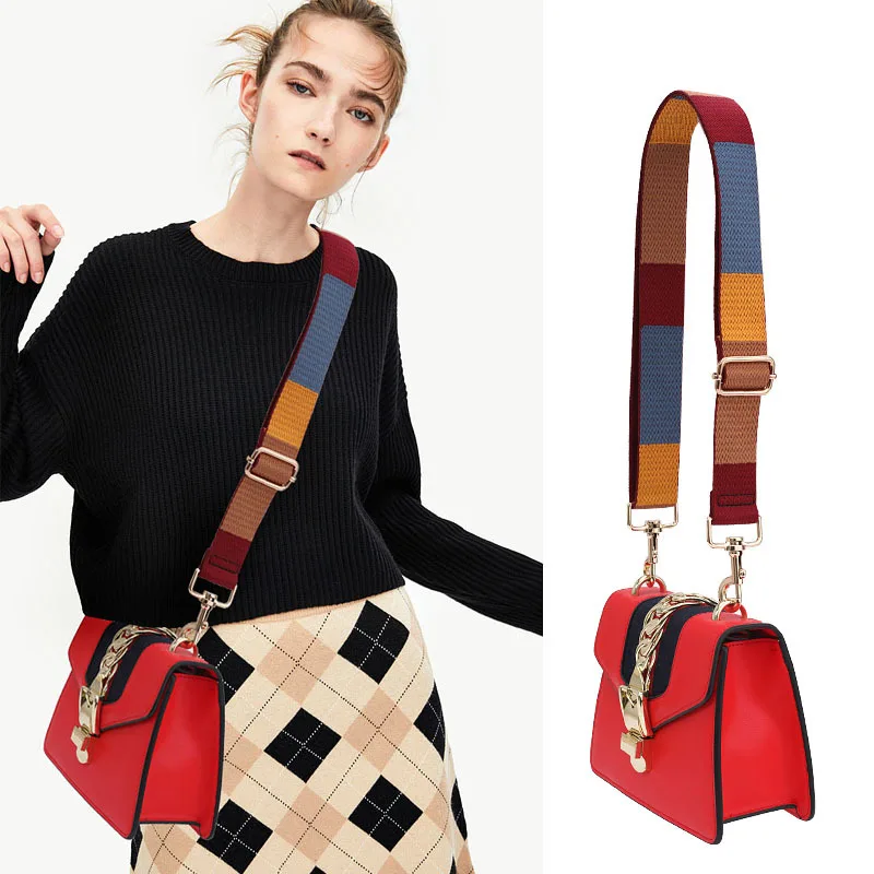 

Adjustable Women Handbag Bag Strap Vintage Plaid Canvas Strap Messenger Crossbody Shoulder Bag Belt Handles Accessories KZ151366