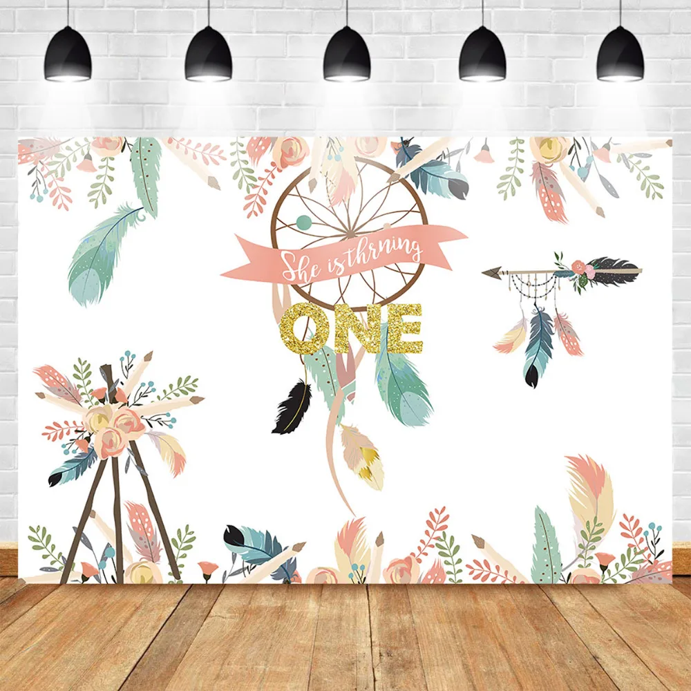 Mehofoto Wild One Dreamcatcher Photography Background Tribal Party 1st Birthday Booth Backdrop Photo Studio Floral | Электроника
