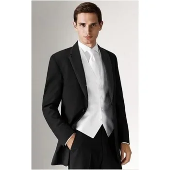 

Smoking Custom Made Slim Fit 3 Pieces Men Wedding Groom Tuxedos Groomsmen Best Man Suit Party Tuxedo (jacket+pants+vest) Hy829