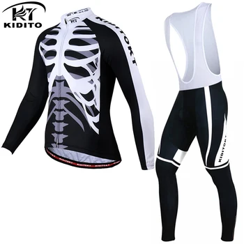 

KIDITOKT Winter Thermal Fleece Long Cycling Jersey Set Ropa Roupa De Ciclismo Invierno MTB Bicycle road Clothing Bike equipment