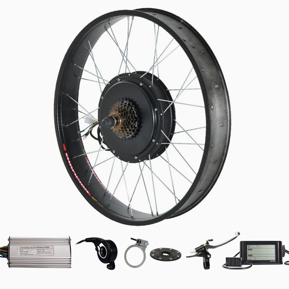 Cheap 26" x 4.0 Fat tire electric bike kit 72v 2000w Electric Fat tire snow Bike Rear Wheel Hub Motor Kit 0