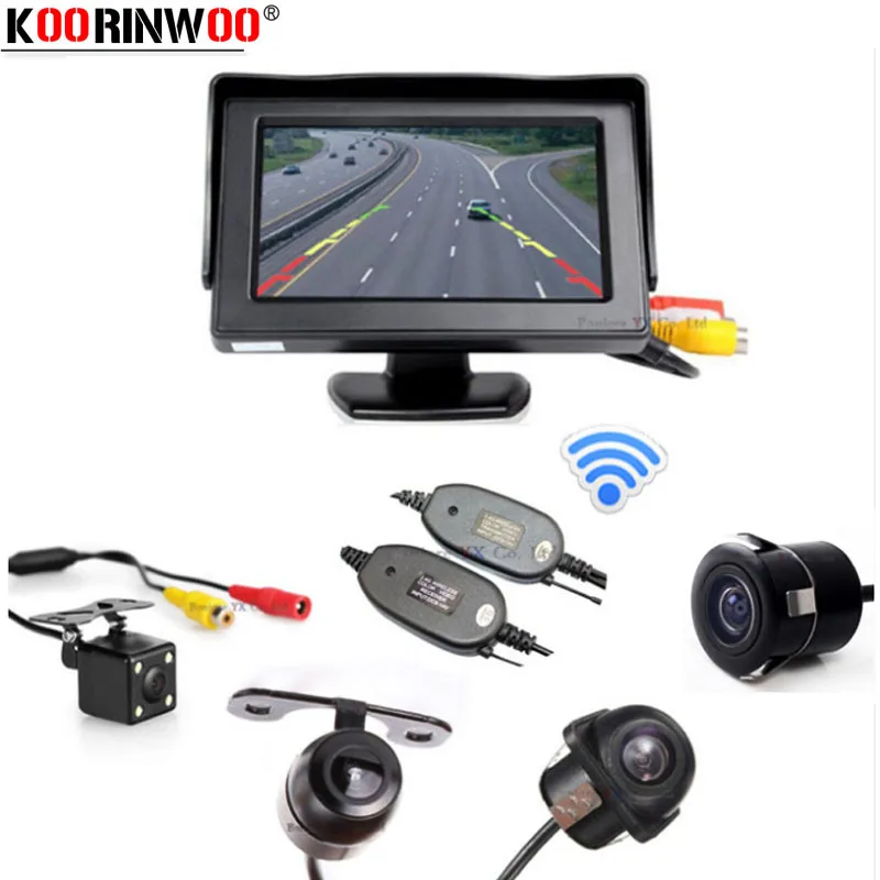 

Koorinwoo Wireless Car TFT LCD Monitor Video Screen with Car Rearview camera Reversing Cam Parking Assist car detector