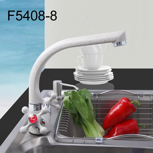 Frap Многоцветный распылением Кухня раковина кран для горячей и холодной воды смесителя двойная ручка 360 Вращение F5408-7/8/10/21 - Цвет: F5408 8 White