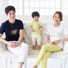 summer family clothing 2016 children short sleeve T shirt Korean version beach Mom Dad Son