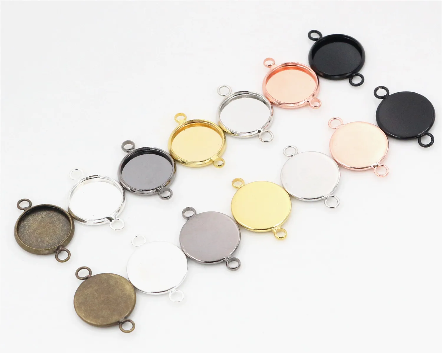 

16pcs/lot 12mm Inner Size 7 Colors Simple Style Brass Cabochon Base Cameo Setting Charms Pendant
