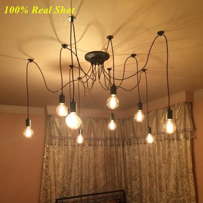 DIY винтажные скандинавские люстры пауки несколько регулируемых Ретро подвесных
