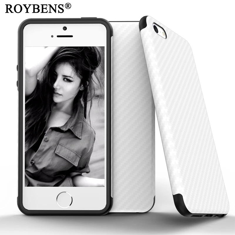 Чехол Roybens для iPhone X из углеродного волокна гибкий мягкий силиконовый чехол ТПУ 6 6S