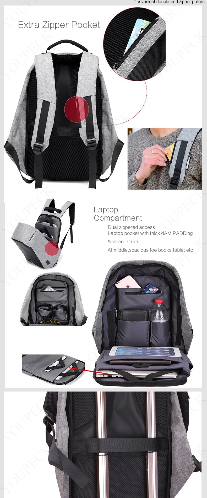 15,6 дюймов Сумка для ноутбука белая usb зарядка для Macbook Pro 15 сумка для ноутбука 17,3 дюймов рюкзак для ноутбука Противоугонный рюкзак для мужчин