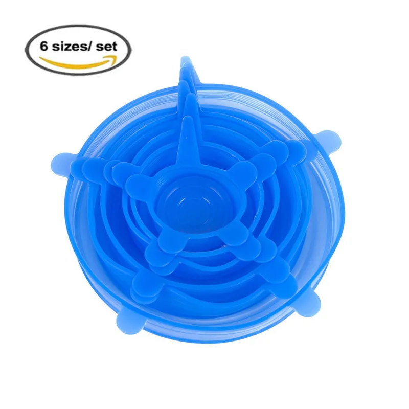 blue 6 Pieces 6 размеров 4 Цвета Универсальный Мягкая силиконовая крышка вакуумное уплотнение Антигравитационные Чехлы герметик кастрюля, миска, Сковорода Кухня пособия по кулинарии интимные аксессуары - Цвет: blue 6 Pieces