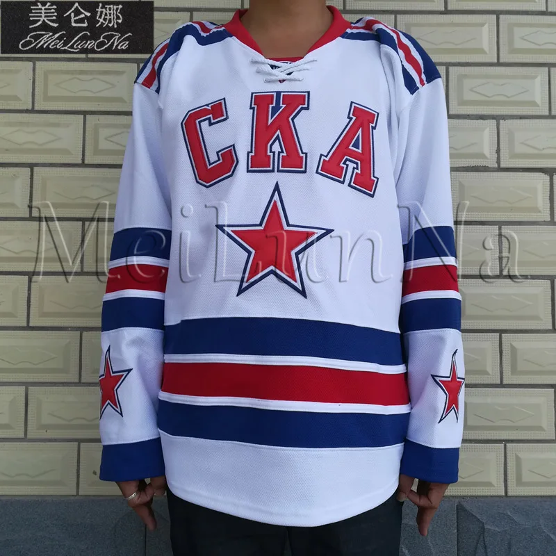 

MeiLunNa KHL SKA Saint Petersburg Jerseys Blank Jerseys White Size:M--3XL