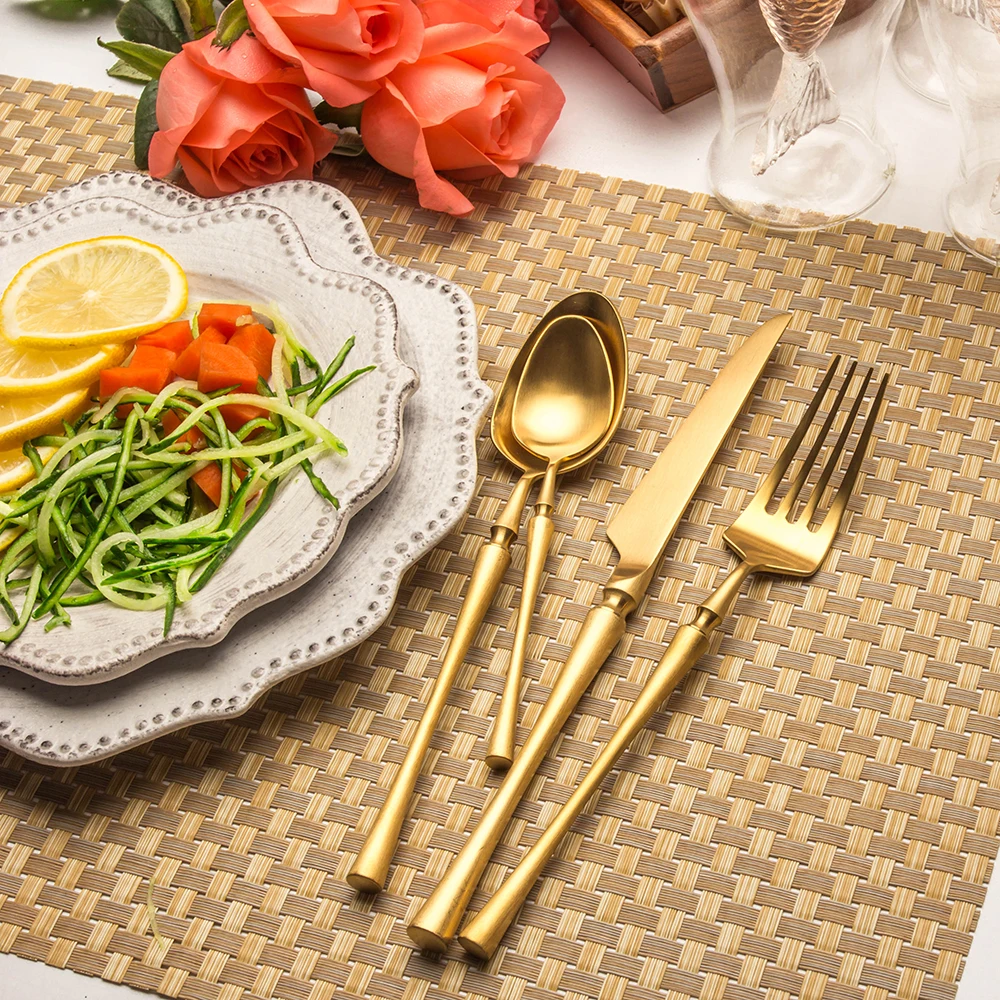 

Lekoch 24pcs Gold Cutlery Set Stainless Steel Butter Steak Knife Fork Scoop Dinnerware Set Western Tableware Set Home Kitchen