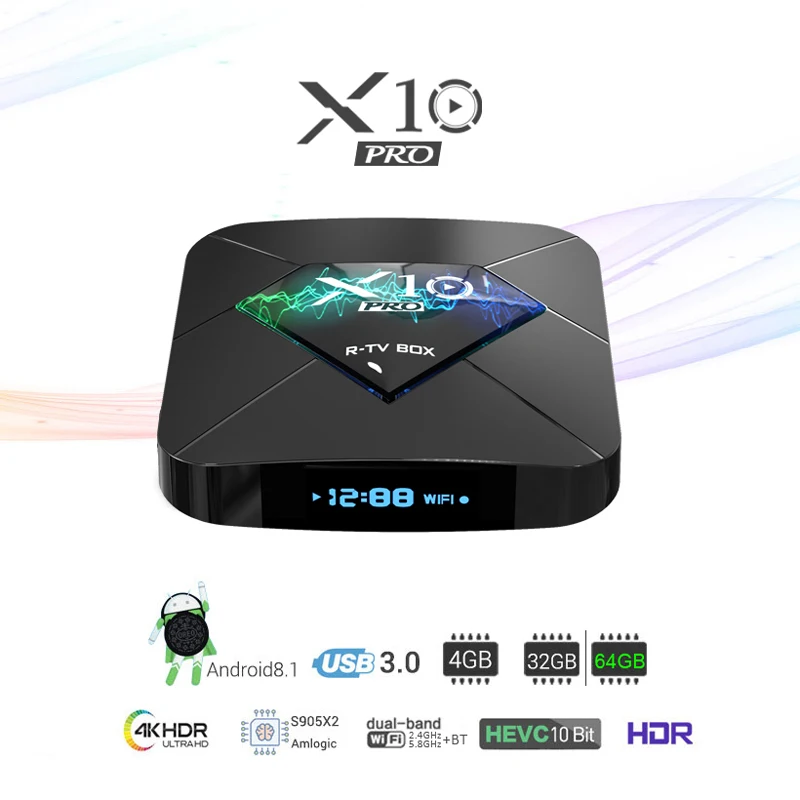 4GB Ram 64GB Rom Smart TV Box Android8.1 RK3328 Quad Core TVbox 3D 4K HDR Streaming Media Player Wifi USB 3.0 4G 32G Bluetooth