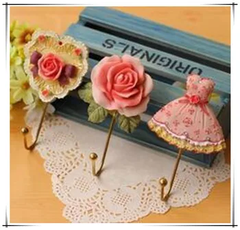 

New Europo retro coat hooks home decorative flower garden roses love skirt hook free shipping