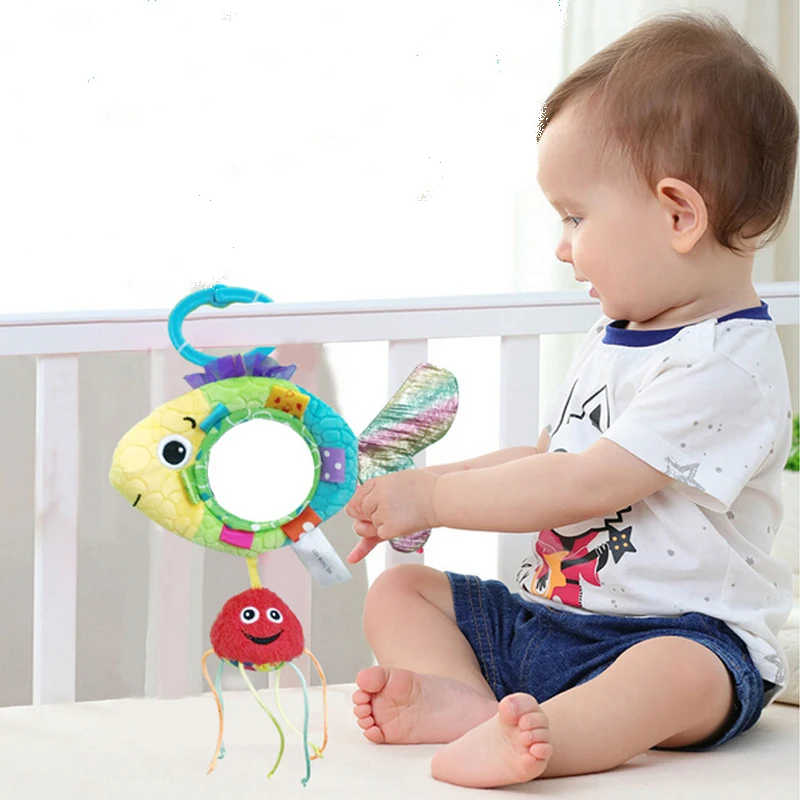 Горячая детская мягкая, плюшевая детские погремушки для новорожденных обучающая игрушка 0-12 месяцев малыш автомобильное кресло зеркало в