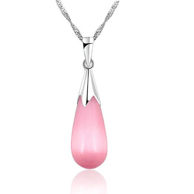 

925 Sterling Silver Jewelry Pendants With Pink Opal Stone 100% Guaranteed Real Solid Pendants
