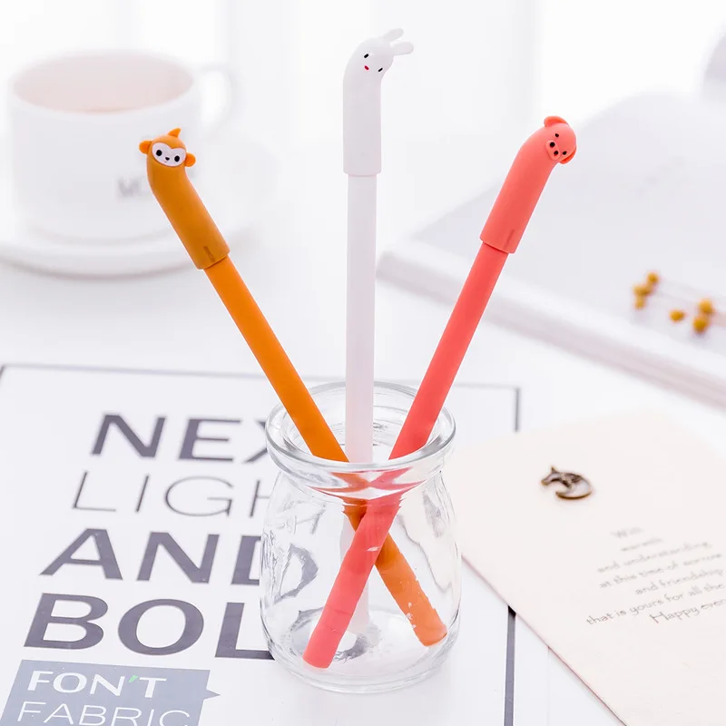 2Pcs New Cute Creative Candy Color Rabbit Monkey Pig Gel Pen Office ...